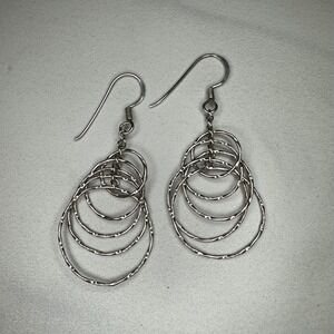 Sterling Silver 925‎ Dangle Earrings Nested Circle Geometric Modernist